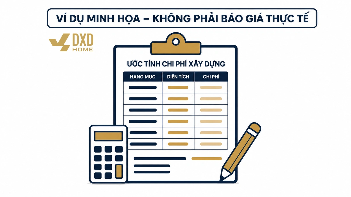 Ví dụ dự toán minh họa cho một căn nhà phố tại Tân Phú